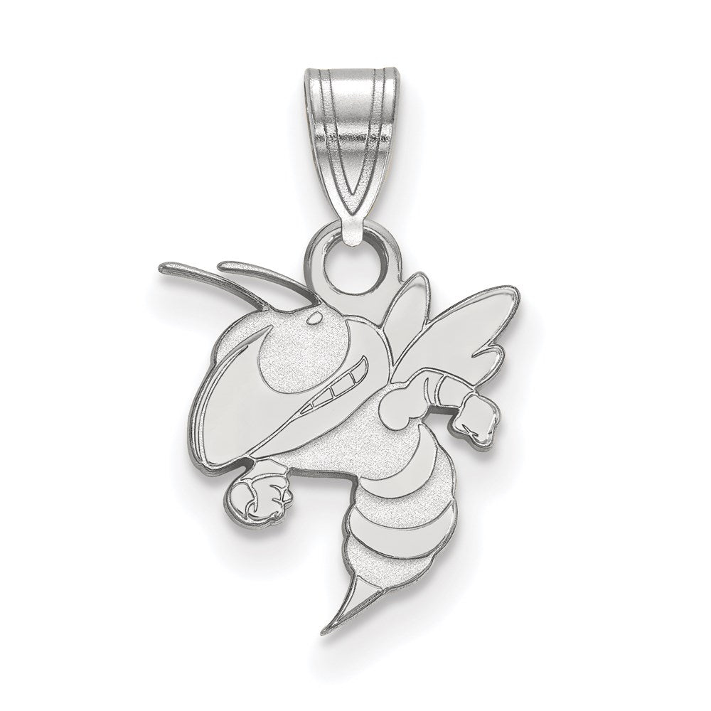 Sterling Silver Rhodium-plated LogoArt Georgia Institute of Technology Yellow Jacket Small Pendant