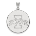 Sterling Silver Rhodium-plated LogoArt Iowa State University Extra Large Disc Pendant
