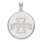 Sterling Silver Rhodium-plated LogoArt Iowa State University Extra Large Disc Pendant