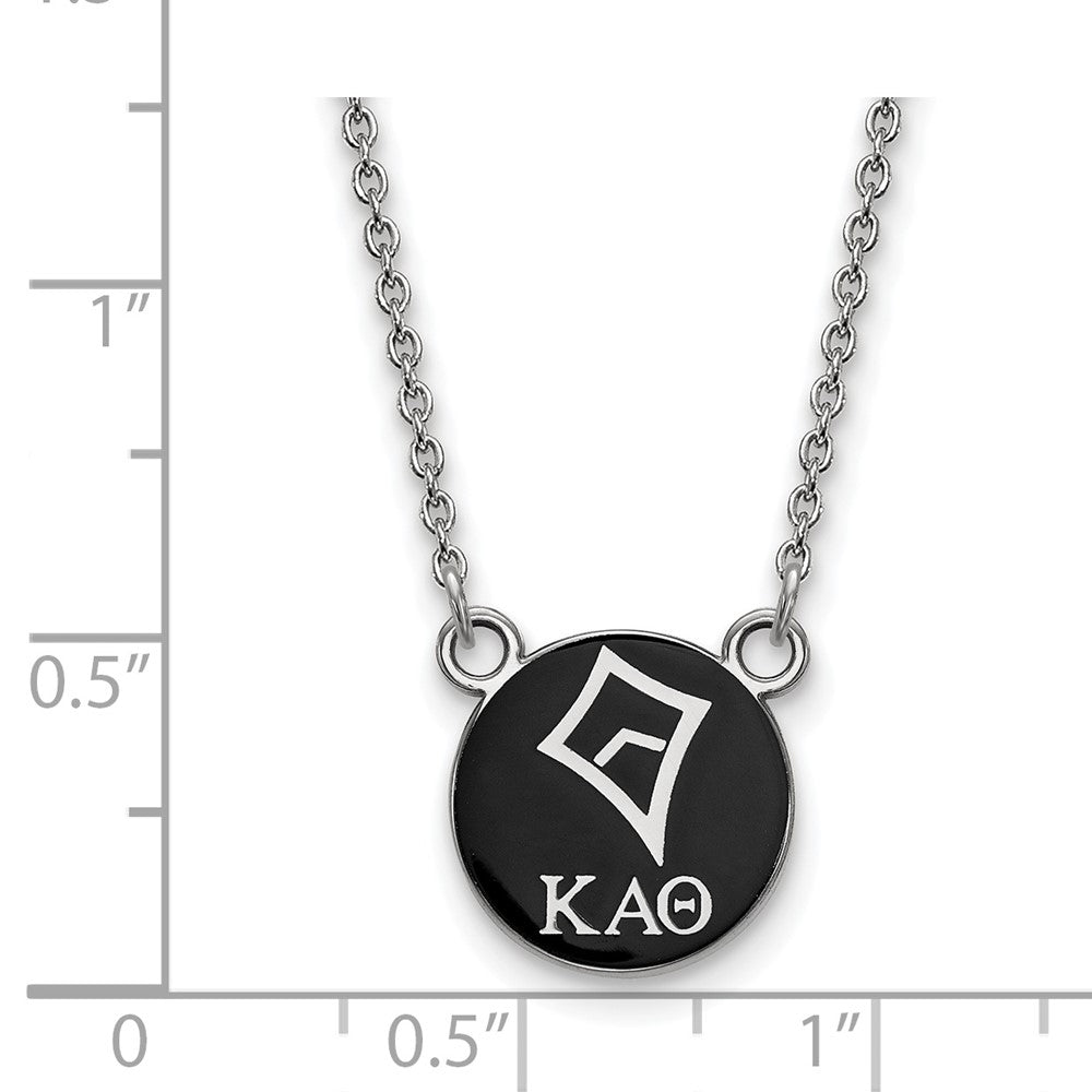Sterling Silver Rhodium-plated LogoArt Kappa Alpha Theta Sorority Symbol Small Color Enamel Pendant 18 inch Necklace