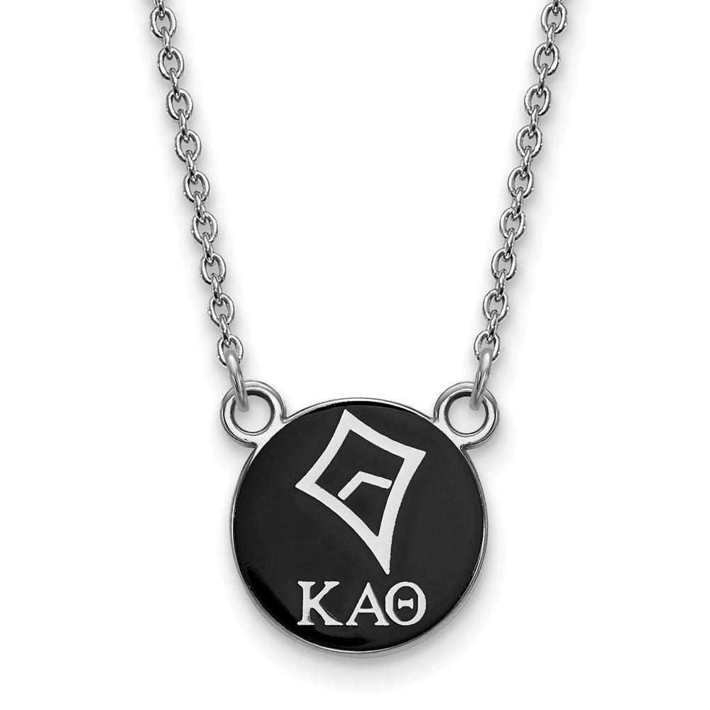 Sterling Silver Rhodium-plated LogoArt Kappa Alpha Theta Sorority Symbol Small Color Enamel Pendant 18 inch Necklace