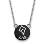 Sterling Silver Rhodium-plated LogoArt Kappa Alpha Theta Sorority Symbol Small Color Enamel Pendant 18 inch Necklace