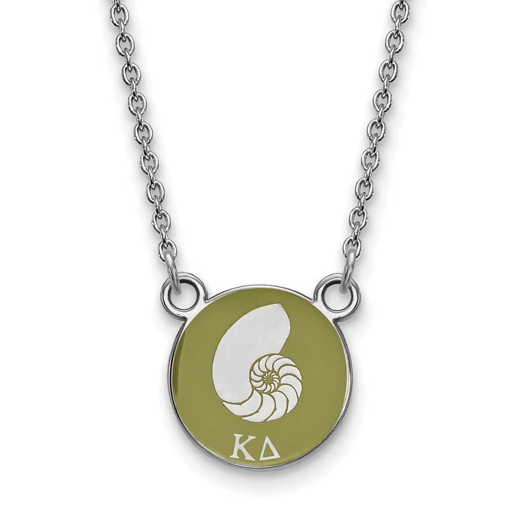 Sterling Silver Rhodium-plated LogoArt Kappa Delta Sorority Symbol Small Color Enamel Pendant 18 inch Necklace