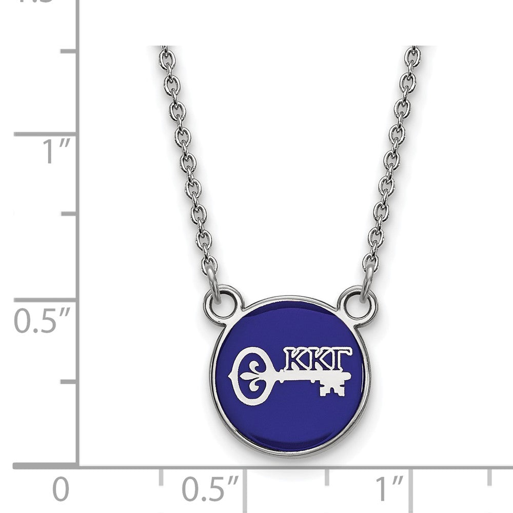 Sterling Silver Rhodium-plated LogoArt Kappa Kappa Gamma Sorority Symbol Small Color Enamel Pendant 18 inch Necklace