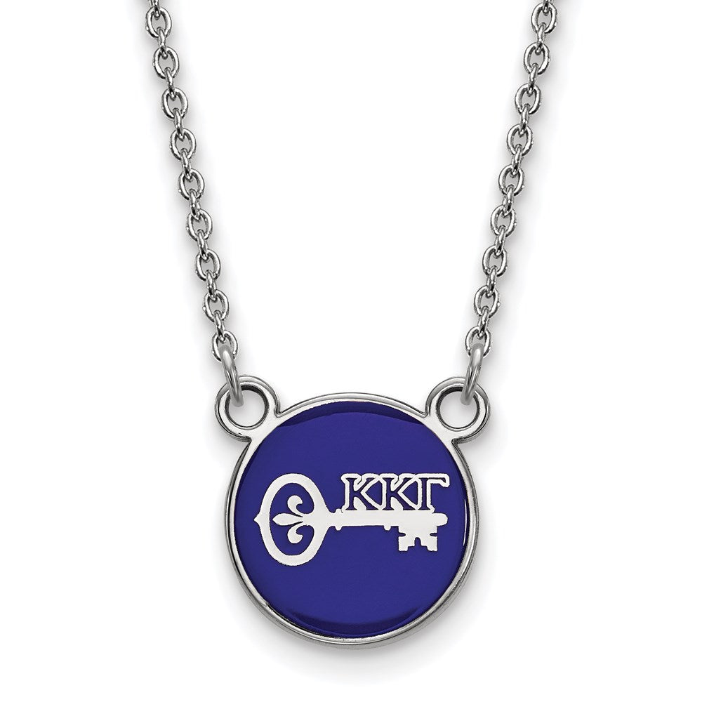 Sterling Silver Rhodium-plated LogoArt Kappa Kappa Gamma Sorority Symbol Small Color Enamel Pendant 18 inch Necklace