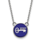 Sterling Silver Rhodium-plated LogoArt Kappa Kappa Gamma Sorority Symbol Small Color Enamel Pendant 18 inch Necklace