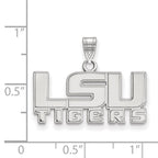 Sterling Silver Rhodium-plated LogoArt Louisiana State University L-S-U Tigers Small Pendant