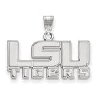Sterling Silver Rhodium-plated LogoArt Louisiana State University L-S-U Tigers Small Pendant