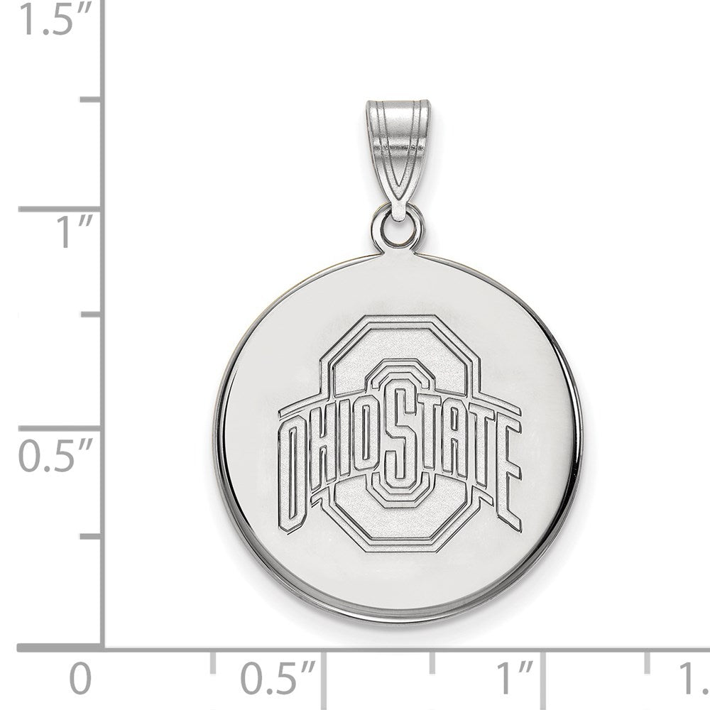 Sterling Silver Rhodium-plated LogoArt The Ohio State University Large Disc Pendant