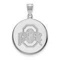 Sterling Silver Rhodium-plated LogoArt The Ohio State University Large Disc Pendant