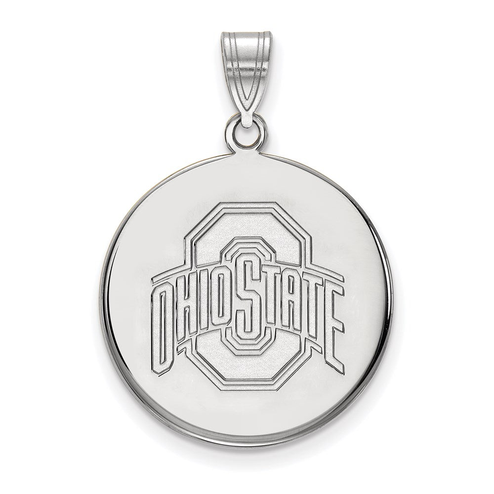 Sterling Silver Rhodium-plated LogoArt The Ohio State University Large Disc Pendant