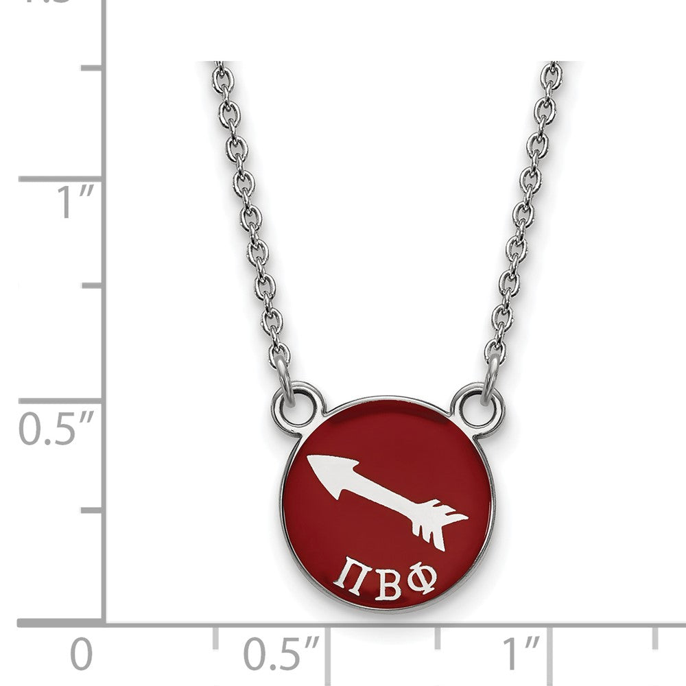 Sterling Silver Rhodium-plated LogoArt Pi Beta Phi Sorority Symbol Small Color Enamel Pendant 18 inch Necklace