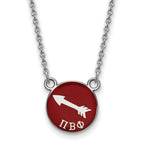 Sterling Silver Rhodium-plated LogoArt Pi Beta Phi Sorority Symbol Small Color Enamel Pendant 18 inch Necklace