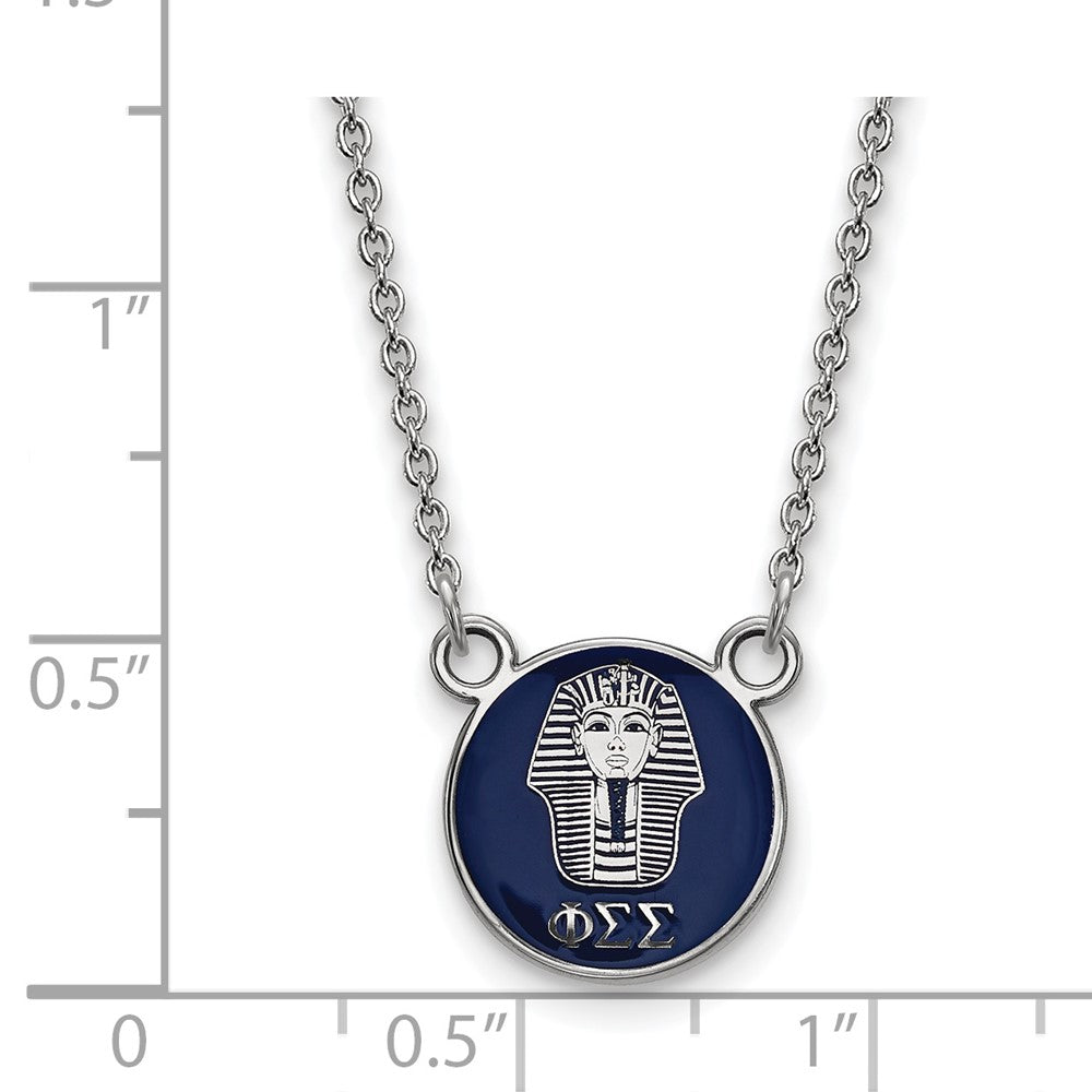 Sterling Silver Rhodium-plated LogoArt Phi Sigma Sigma Sorority Symbol Small Color Enamel Pendant 18 inch Necklace