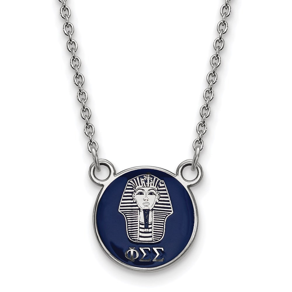 Sterling Silver Rhodium-plated LogoArt Phi Sigma Sigma Sorority Symbol Small Color Enamel Pendant 18 inch Necklace