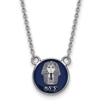 Sterling Silver Rhodium-plated LogoArt Phi Sigma Sigma Sorority Symbol Small Color Enamel Pendant 18 inch Necklace