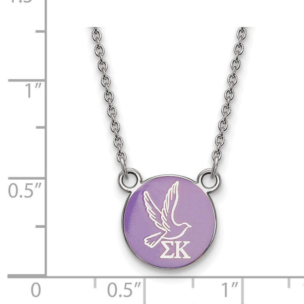 Sterling Silver Rhodium-plated LogoArt Sigma Kappa Sorority Symbol Small Color Enamel Pendant 18 inch Necklace