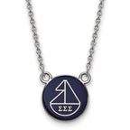 Sterling Silver Rhodium-plated LogoArt Sigma Sigma Sigma Sorority Symbol Small Color Enamel Pendant 18 inch Necklace
