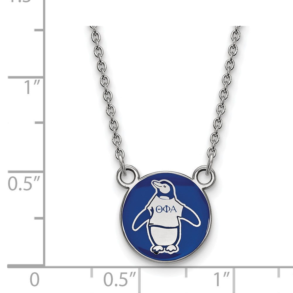 Sterling Silver Rhodium-plated LogoArt Theta Phi Alpha Sorority Symbol Small Color Enamel Pendant 18 inch Necklace