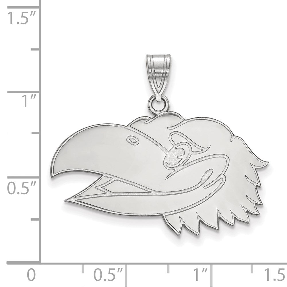 14k White Gold LogoArt University of Kansas Jayhawk Large Pendant