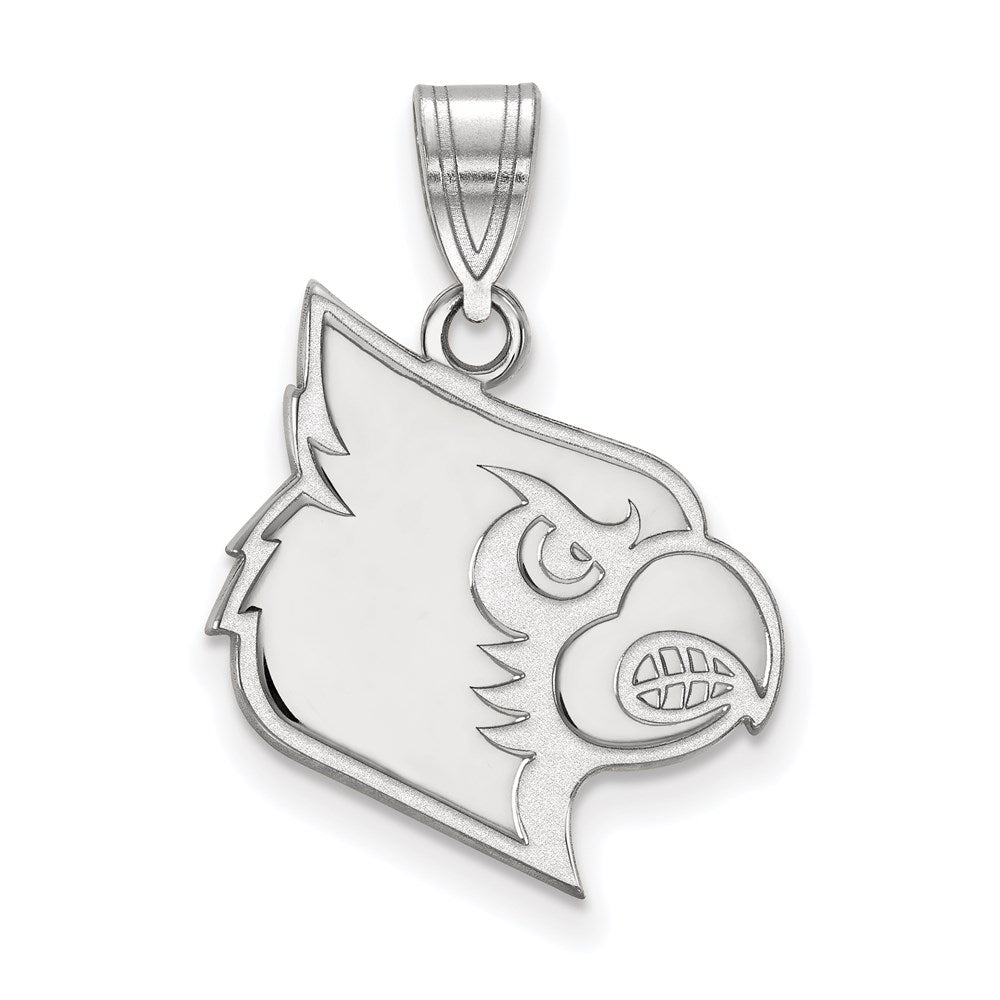 10k White Gold LogoArt University of Louisville Cardinal Large Pendant