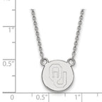 Sterling Silver Rhodium-plated LogoArt University of Oklahoma O-U Small Disc 18 inch Necklace