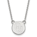 Sterling Silver Rhodium-plated LogoArt University of Oklahoma O-U Small Disc 18 inch Necklace