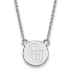 Sterling Silver Rhodium-plated LogoArt University of Oklahoma O-U Small Disc 18 inch Necklace