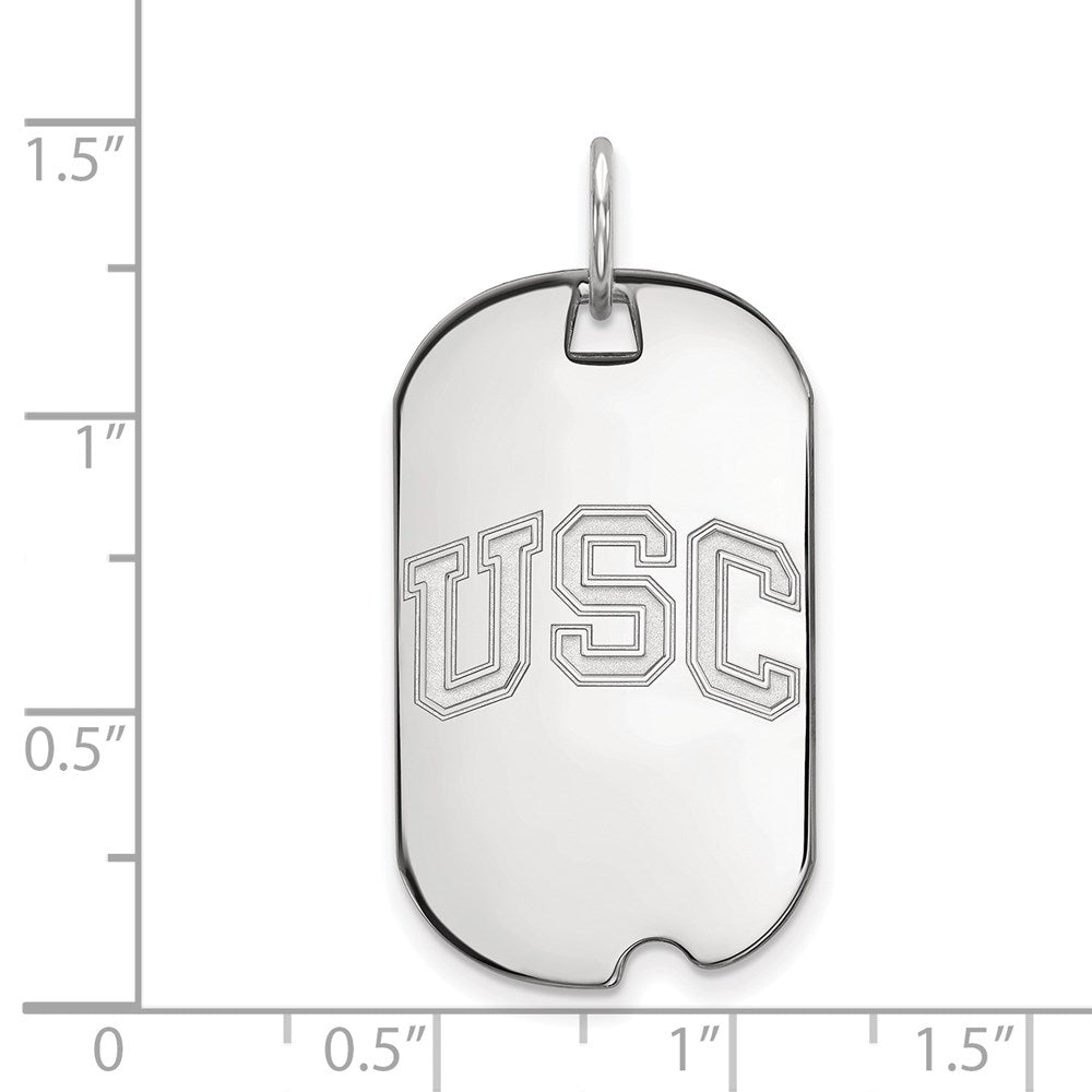 14k White Gold University of Southern California U-S-C Small Dog Tag Pendant
