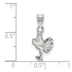 Sterling Silver Rhodium-plated LogoArt Virginia Tech HokieBird Small Pendant