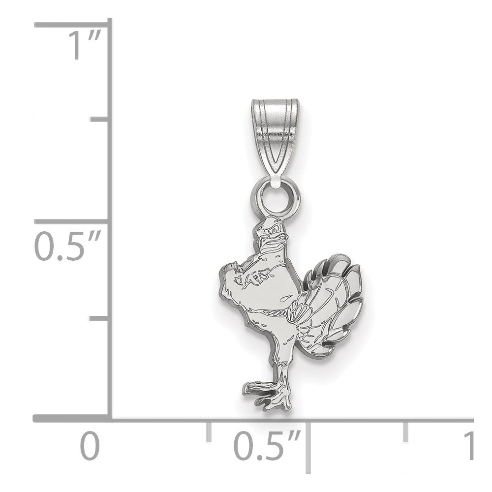Sterling Silver Rhodium-plated LogoArt Virginia Tech HokieBird Small Pendant