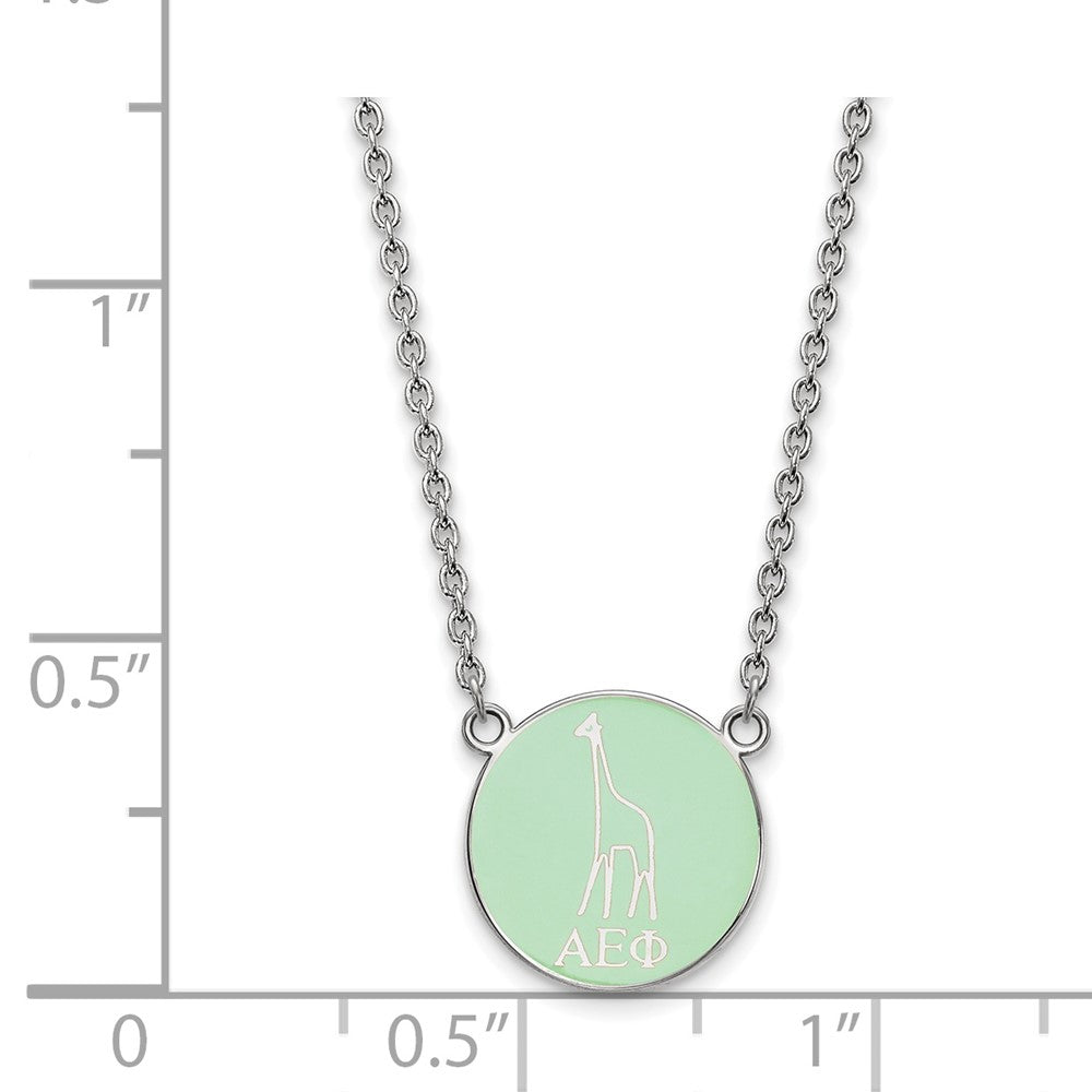 Sterling Silver Rhodium-plated LogoArt Alpha Epsilon Phi Sorority Symbol Small Color Enamel Pendant 18 inch Necklace