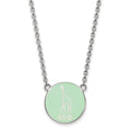 Sterling Silver Rhodium-plated LogoArt Alpha Epsilon Phi Sorority Symbol Small Color Enamel Pendant 18 inch Necklace
