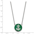 Sterling Silver Rhodium-plated LogoArt Alpha Sigma Tau Sorority Symbol Large Color Enamel Pendant 18 inch Necklace