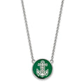 Sterling Silver Rhodium-plated LogoArt Alpha Sigma Tau Sorority Symbol Large Color Enamel Pendant 18 inch Necklace