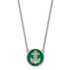 Sterling Silver Rhodium-plated LogoArt Alpha Sigma Tau Sorority Symbol Large Color Enamel Pendant 18 inch Necklace