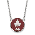 Sterling Silver Rhodium-plated LogoArt Alpha Phi Sorority Symbol Small Color Enamel Pendant 18 inch Necklace