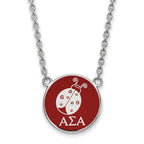 Sterling Silver Rhodium-plated LogoArt Alpha Sigma Alpha Sorority Symbol Large Color Enamel Pendant 18 inch Necklace