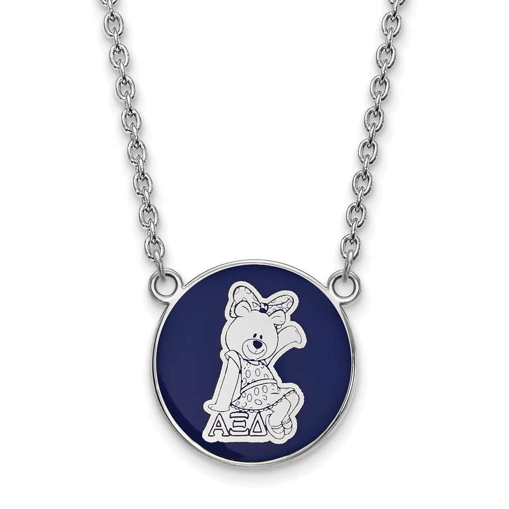 Sterling Silver Rhodium-plated LogoArt Alpha Xi Delta Sorority Symbol Large Color Enamel Pendant 18 inch Necklace