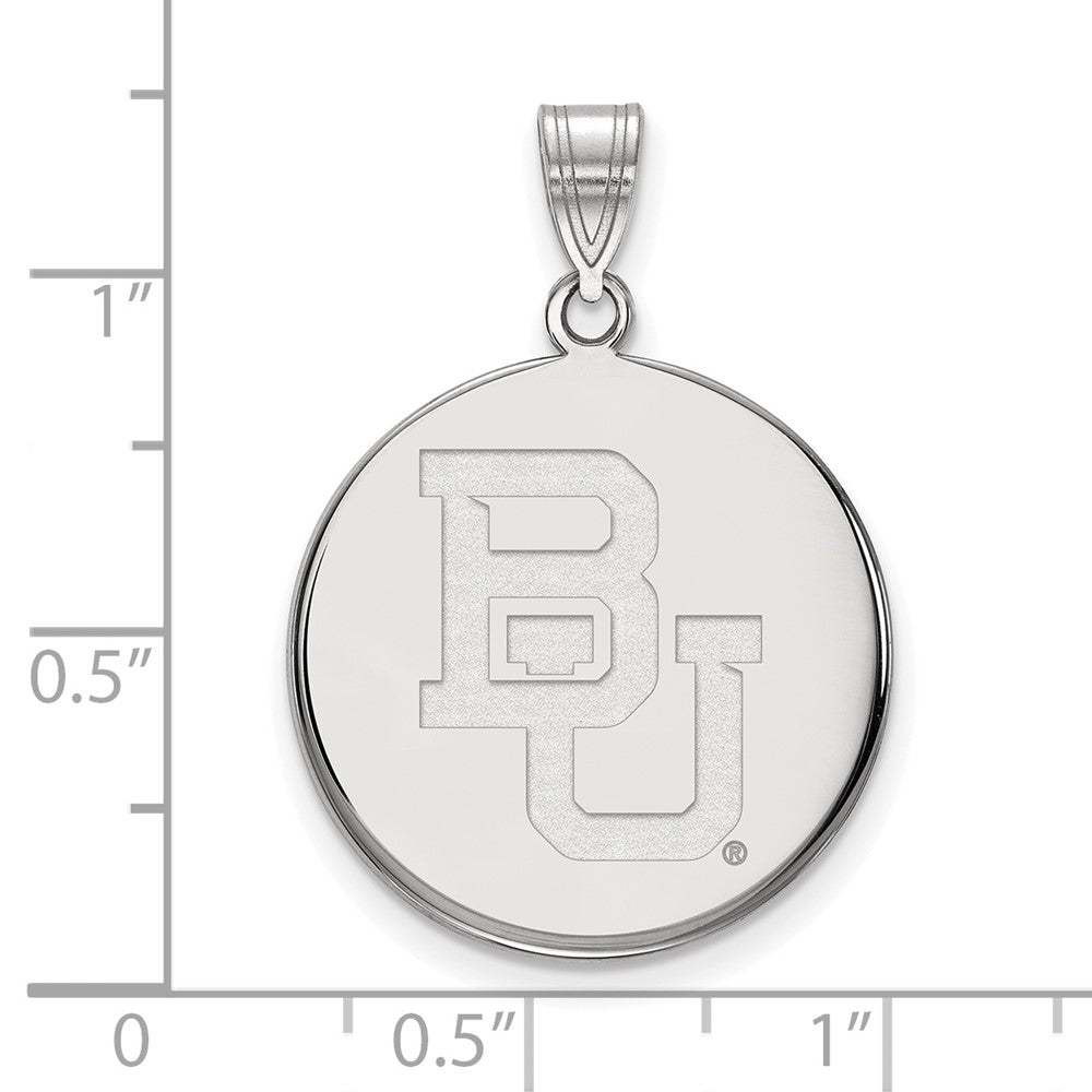 Sterling Silver Rhodium-plated LogoArt Baylor University Bears Large Disc Pendant