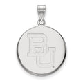 Sterling Silver Rhodium-plated LogoArt Baylor University Bears Large Disc Pendant