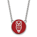 Sterling Silver Rhodium-plated LogoArt Chi Omega Sorority Symbol Large Color Enamel Pendant 18 inch Necklace
