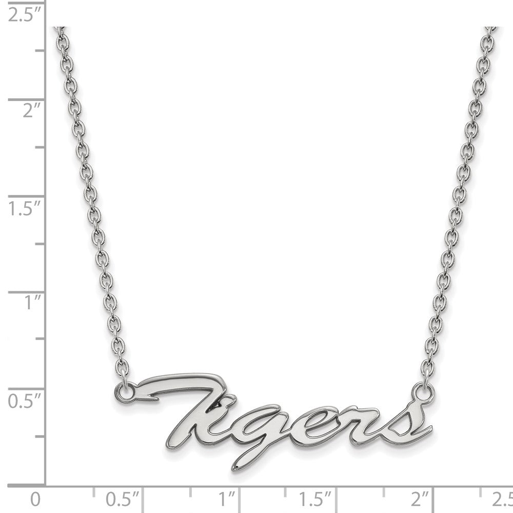 Sterling Silver Rhodium-plated LogoArt Clemson University Tigers Large Script 18 inch Necklace