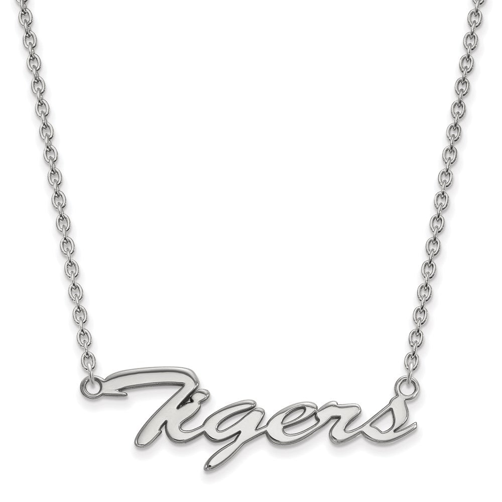 Sterling Silver Rhodium-plated LogoArt Clemson University Tigers Large Script 18 inch Necklace