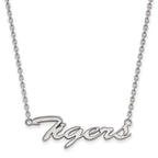 Sterling Silver Rhodium-plated LogoArt Clemson University Tigers Large Script 18 inch Necklace