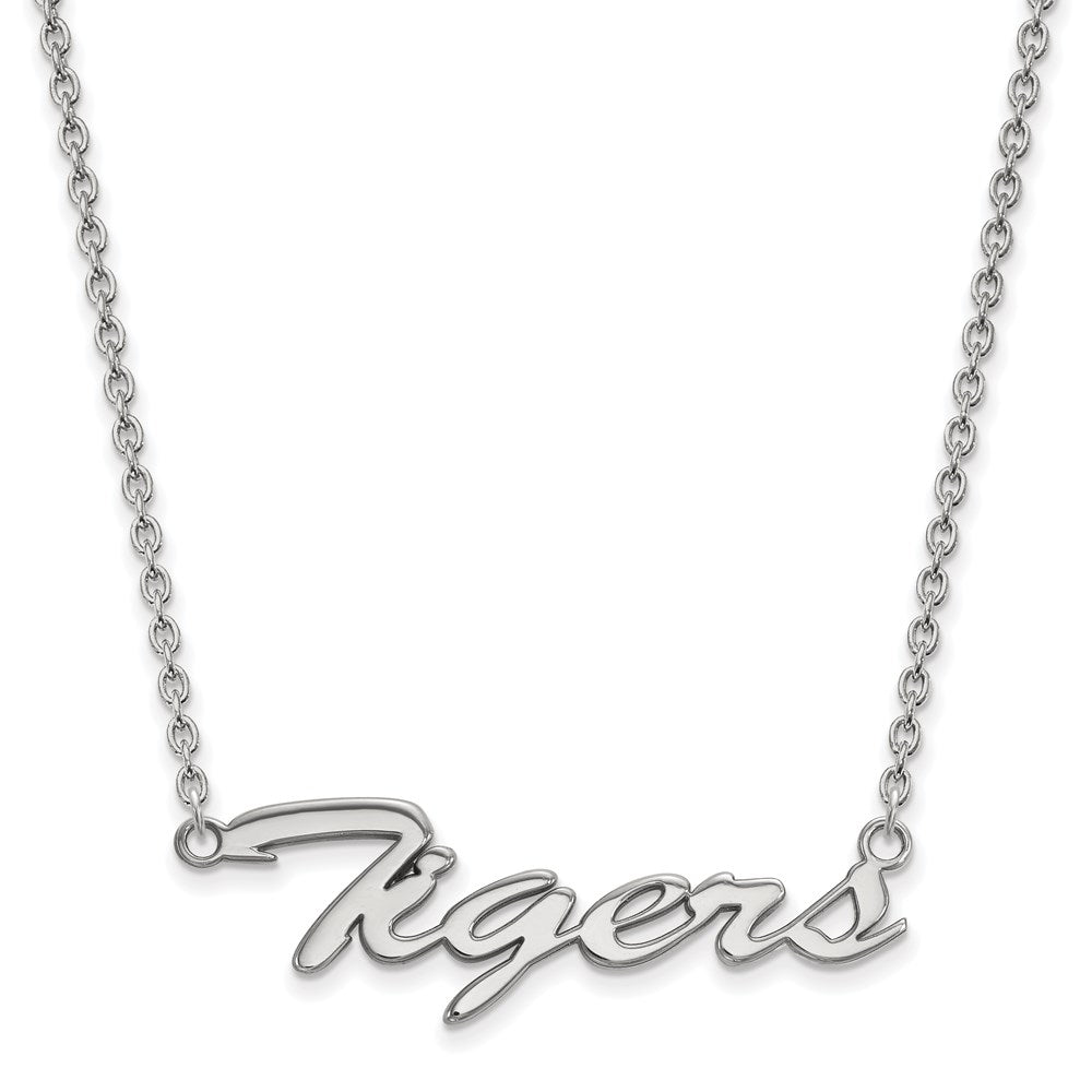 14k White Gold LogoArt Clemson University Tigers Script 18 inch Necklace