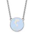 Sterling Silver Rhodium-plated LogoArt Delta Delta Delta Sorority Symbol Large Color Enamel Pendant 18 inch Necklace