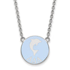 Sterling Silver Rhodium-plated LogoArt Delta Delta Delta Sorority Symbol Large Color Enamel Pendant 18 inch Necklace