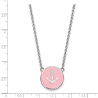 Sterling Silver Rhodium-plated LogoArt Delta Gamma Sorority Symbol Large Color Enamel Pendant 18 inch Necklace