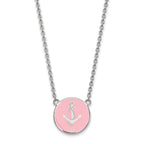 Sterling Silver Rhodium-plated LogoArt Delta Gamma Sorority Symbol Large Color Enamel Pendant 18 inch Necklace